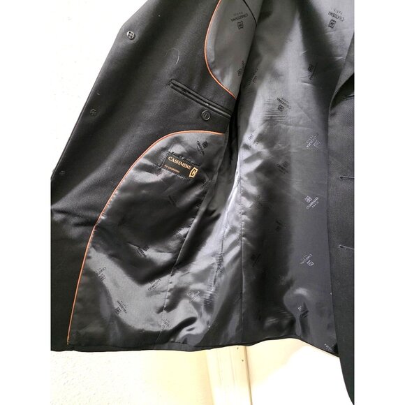 Charisma Cashmere Black Men Blazer Jacket Size 42R Two-Button Single-Breasted No - Picture 4 of 15